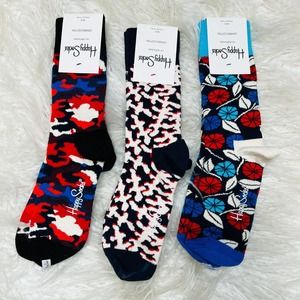 HAPPY SOCKS RED & BLUE DESIGN SOCK SET SIZE 9-11 (3 PAIRS)